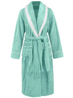 Plush pink lounge nightgown with contrast trim, tie waist, and pockets, perfect for comfortable sleepwear from Trendsi.