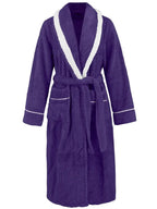 Trendsi plush navy tie waist lounge nightgown with contrast trim and pockets, soft and comfortable pajamas for relaxing evenings.
