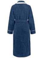 Trendsi plush navy lounge nightgown with contrast trim, tie waist, and pockets, cozy pajama for relaxed comfort