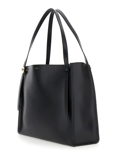 Coperni Women Black Shoulder Bag With Logo Detail And Logo Lettering On The Front In Leather Woman - Plush Fashion Hub