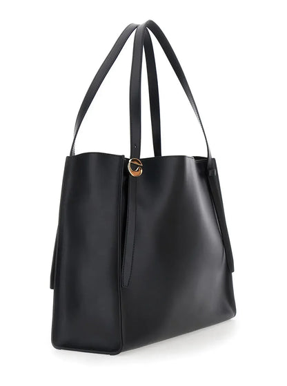 Coperni Women Black Shoulder Bag With Logo Detail And Logo Lettering On The Front In Leather Woman - Plush Fashion Hub