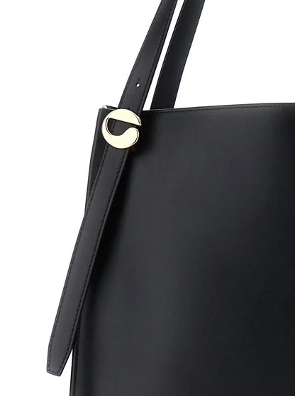 Coperni Women Black Shoulder Bag With Logo Detail And Logo Lettering On The Front In Leather Woman - Plush Fashion Hub