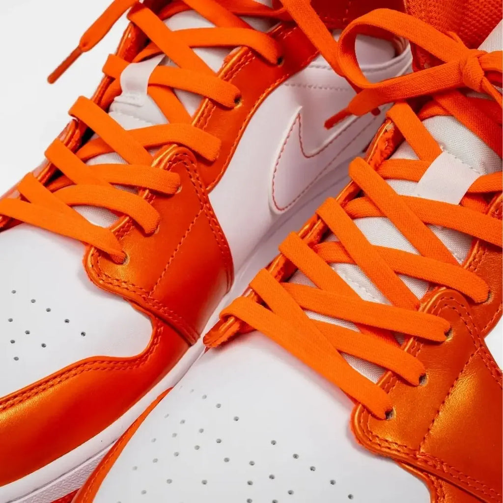 Coral orange elastic shoelace by Plush Fashion Hub, showing a close-up of the brightly colored, stretchy laces on white background.