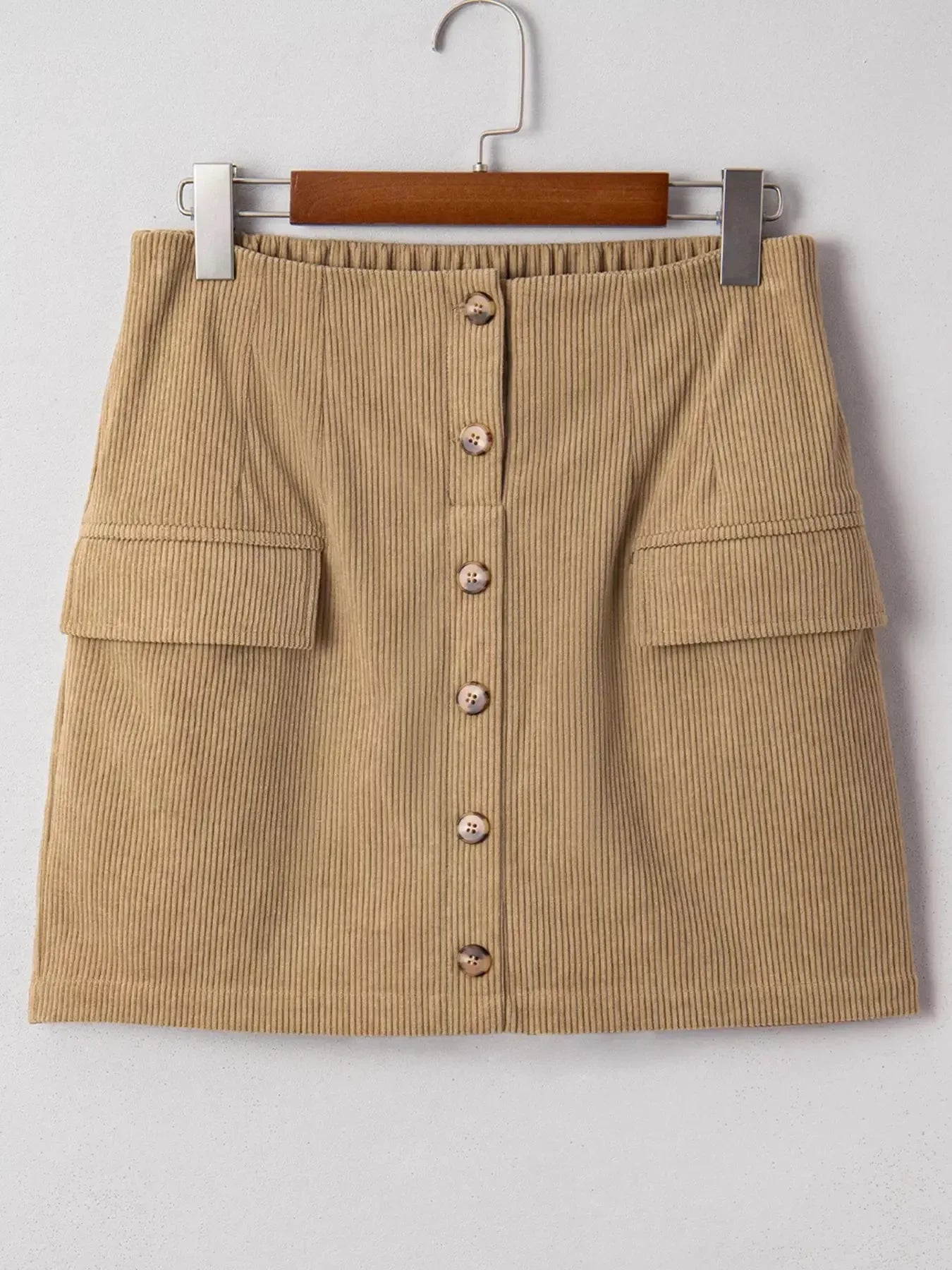 Corduroy Buttoned Front Mini Skirt - Plush Fashion Hub