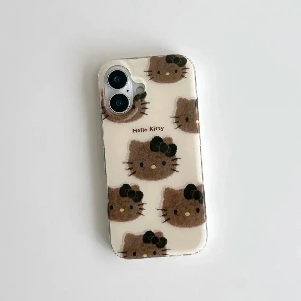 Cute Cartoon Kitty Black Leather Phone Case - Plush Fashion Hub