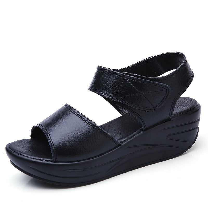 Genuine leather platform sandals with ankle straps and chunky heels from eprolo, showcasing stylish footwear for summer.