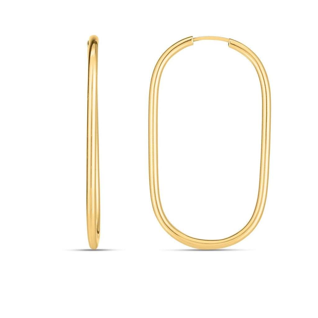 14k yellow gold large paperclip hoop earrings featuring a sleek, modern design perfect for stylish accessories.