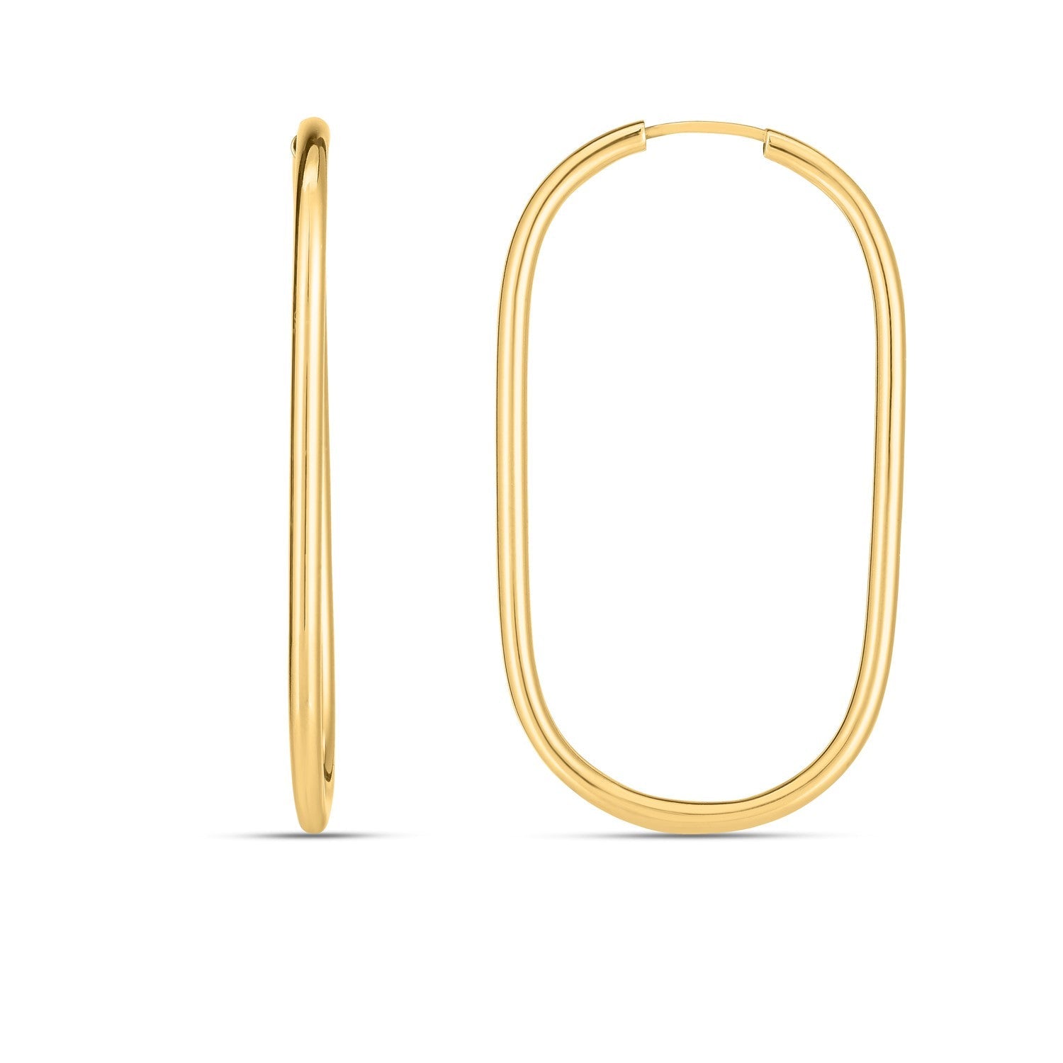 14k yellow gold large paperclip hoop earrings featuring a sleek, modern design perfect for stylish accessories.
