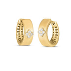 14k yellow gold trilogy diamond clover earrings with three sparkling diamond-studded clovers, crafted by Plush Fashion Hub.