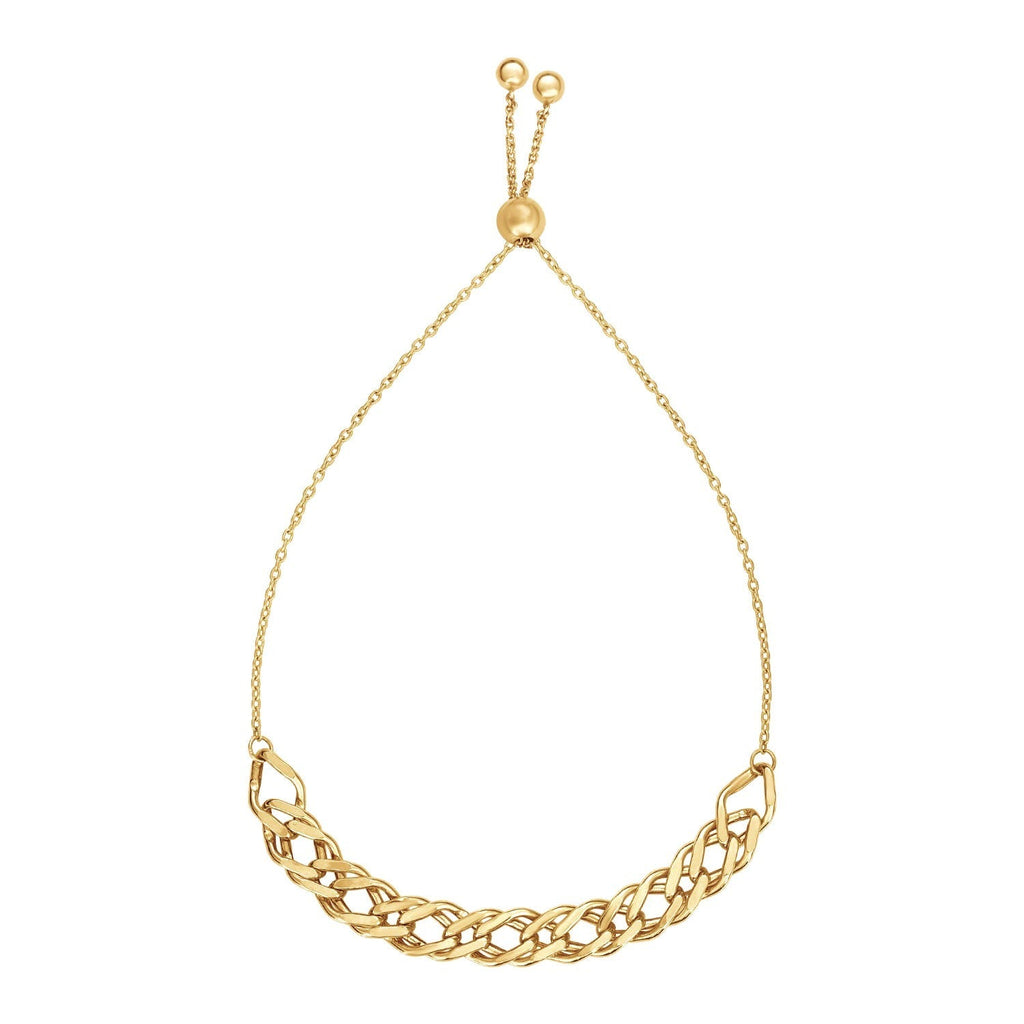14k yellow gold adjustable chain bracelet with delicate links, featuring a modern and elegant design.