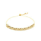 Adjustable 14k yellow gold chain bracelet with a sleek, elegant design, featuring a secure clasp and polished finish.