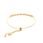 Adjustable 14k yellow gold chain bracelet with a sleek, polished finish, featuring a secure clasp and modern design.