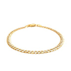14k two-tone gold pave curb bracelet featuring 3.6mm links, showcasing a luxurious and stylish jewelry piece.