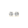 Pair of 1.5 cttw IGI certified lab-grown round diamond stud earrings in 14k yellow gold with G/VS2 clarity.