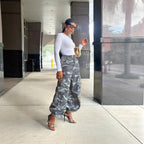 Women's Camouflage Wide-Leg Cargo Denim Jeans