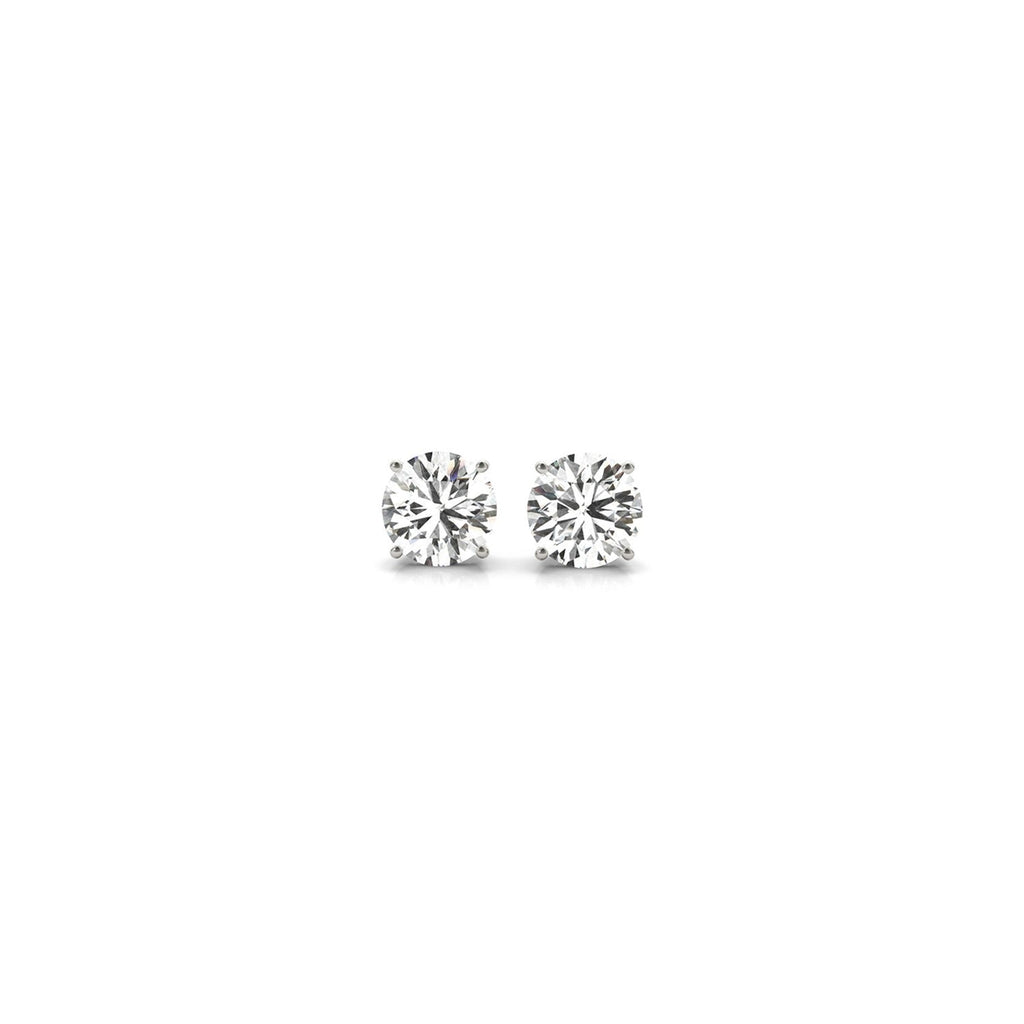 Lab grown round diamond stud earrings in 14k white gold, 1/2 cttw, G/VS2 clarity, with sparkling diamond accents.