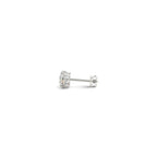 Lab-grown round diamond stud earrings in 14k white gold with G/VS2 clarity, 1/2 cttw, shown in close-up image.