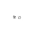 Lab grown round diamond stud earrings in 14k white gold with G/VS2 clarity, featuring 1/2 cttw diamonds.