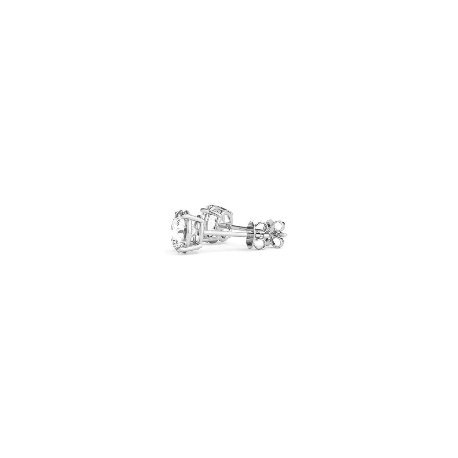 Lab-grown round diamond stud earrings in 14k white gold with G/VS2 clarity, 1/2 cttw, elegant and sparkling jewelry.