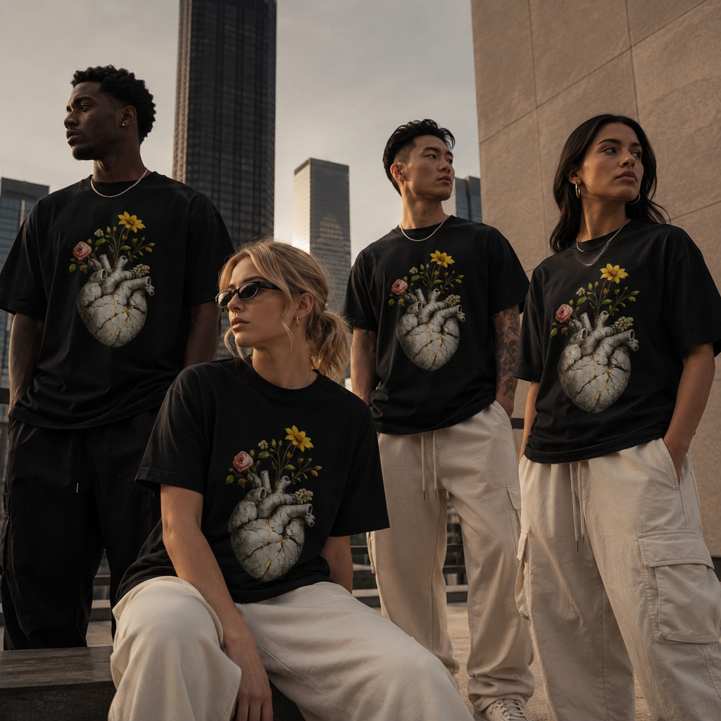 Wear Your Worship Growing Through What Broke Me T-shirt featuring a bold graphic design on soft fabric.