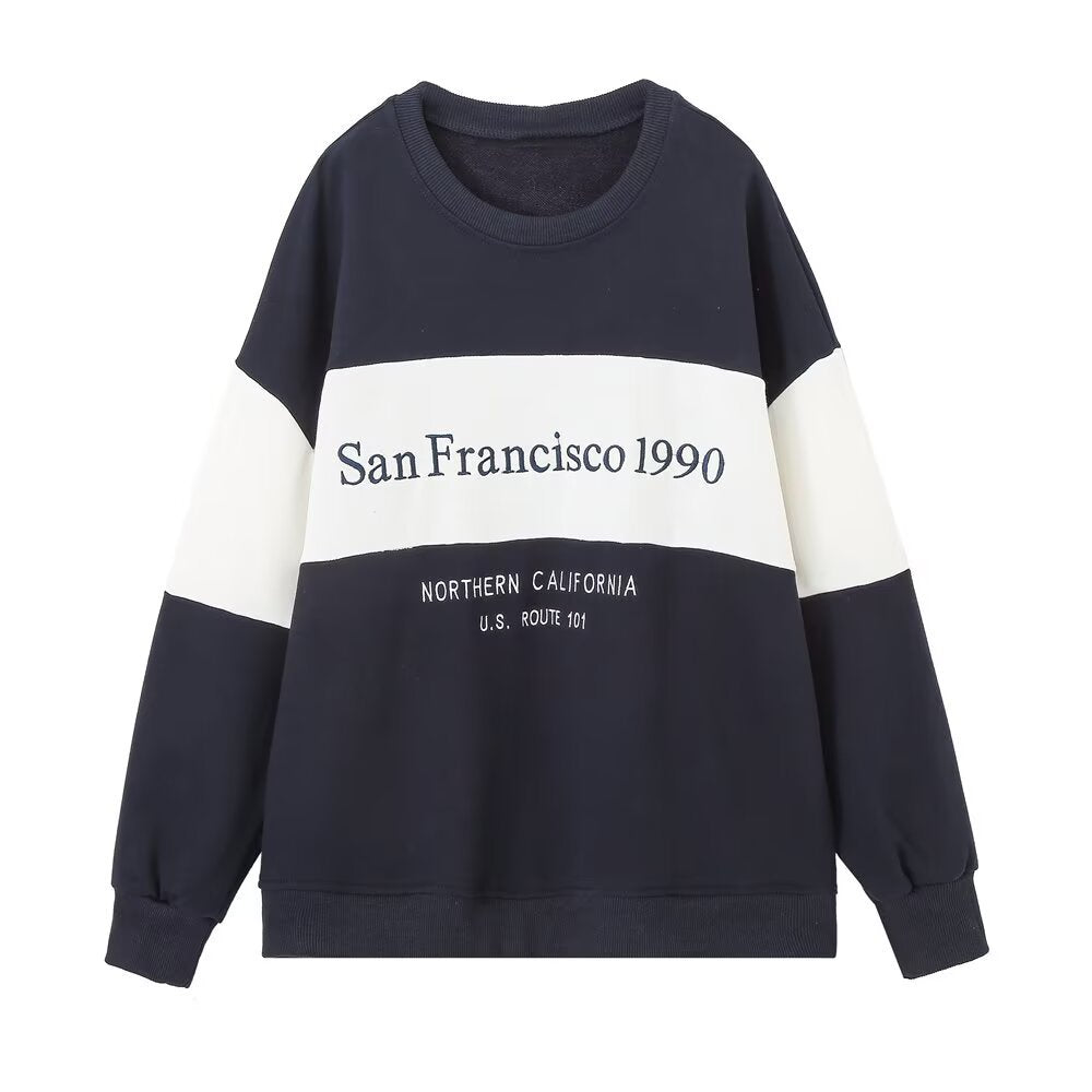 Eprolo hoodie with simple text embroidery, casual and versatile sweatshirt in soft fabric with front embroidery detail
