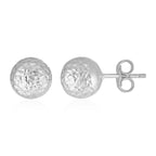 14k white gold ball earrings with crystal cut textured surface, stylish jewelry by Plush Fashion Hub.