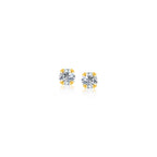 14k yellow gold stud earrings with faceted white cubic zirconia, showcasing elegant jewelry design and sparkling gemstone details