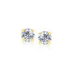 14k yellow gold stud earrings with white faceted cubic zirconia, elegant jewelry from Plush Fashion Hub
