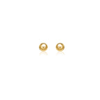 14k yellow gold round stud earrings, 5mm diameter, jewelry image showcasing classic and elegant gold earring design