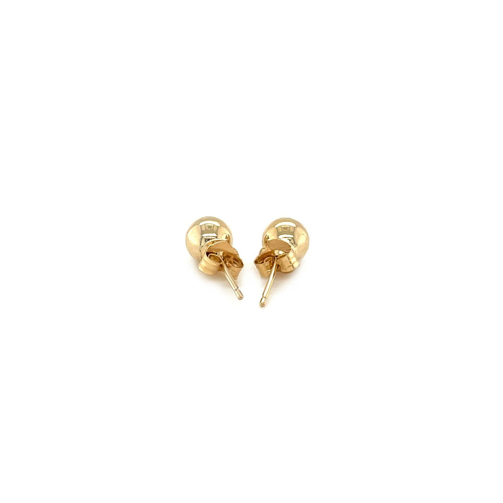 14k yellow gold round stud earrings, 5mm, polished jewelry with classic design from Plush Fashion Hub