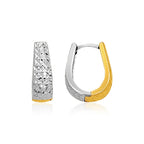 14k two-tone gold oval textured earrings with diamond cut details, stylish jewelry by Plush Fashion Hub.
