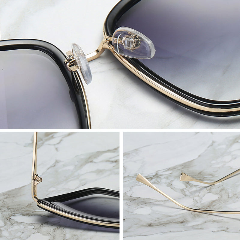 Black mirror cat eye sunglasses for women by Plush Fashion Hub, stylish eye wear with bold, retro-inspired design.