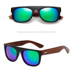 Black bamboo wooden frame sunglasses for men and women with stylish wooden arms by FitiqueFit.