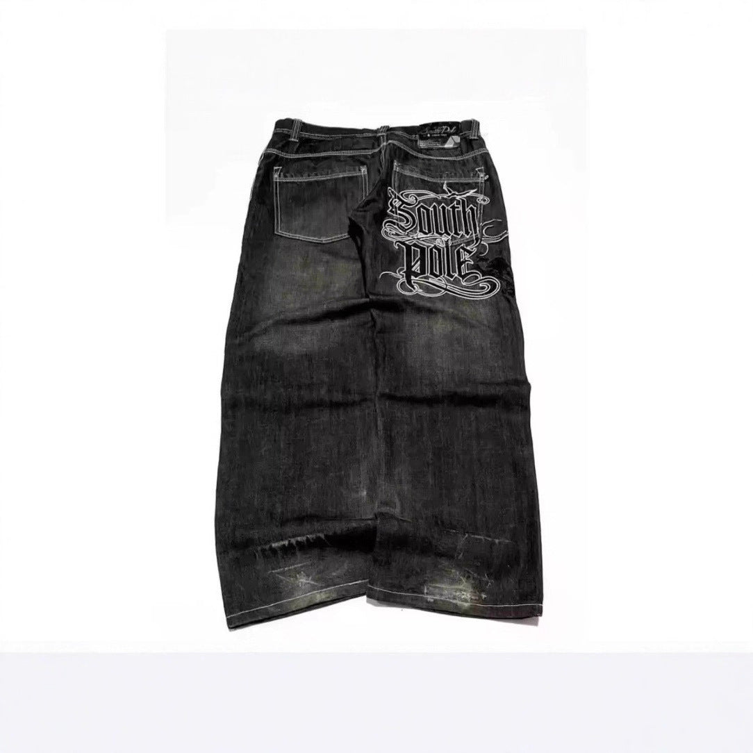 Retro Washed Wide-Leg Denim Pants