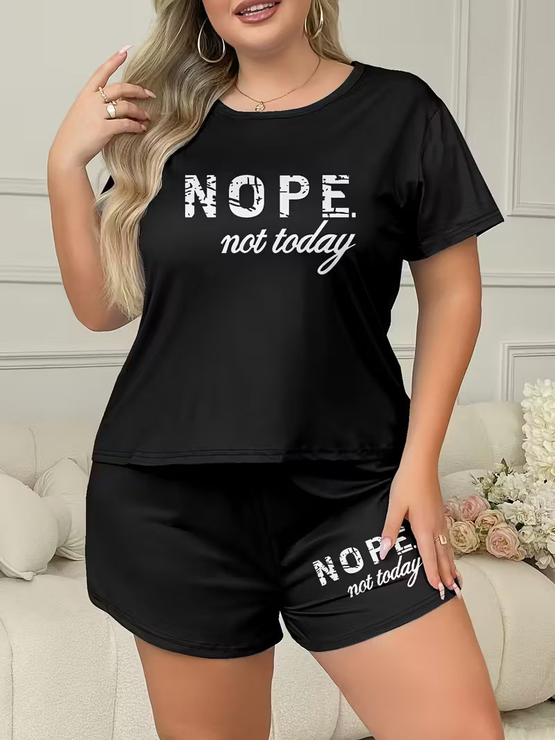 Eprolo summer fashion letter print loungewear set featuring a comfortable top and pants with stylish letter patterns.