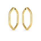 14k yellow gold endless hexagon hoop earrings with a sleek geometric design, crafted by Plush Fashion Hub.