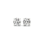 Certified IGI lab-grown 2 cttw round diamond stud earrings in 14k white gold with G/VS2 clarity and platinum finish.