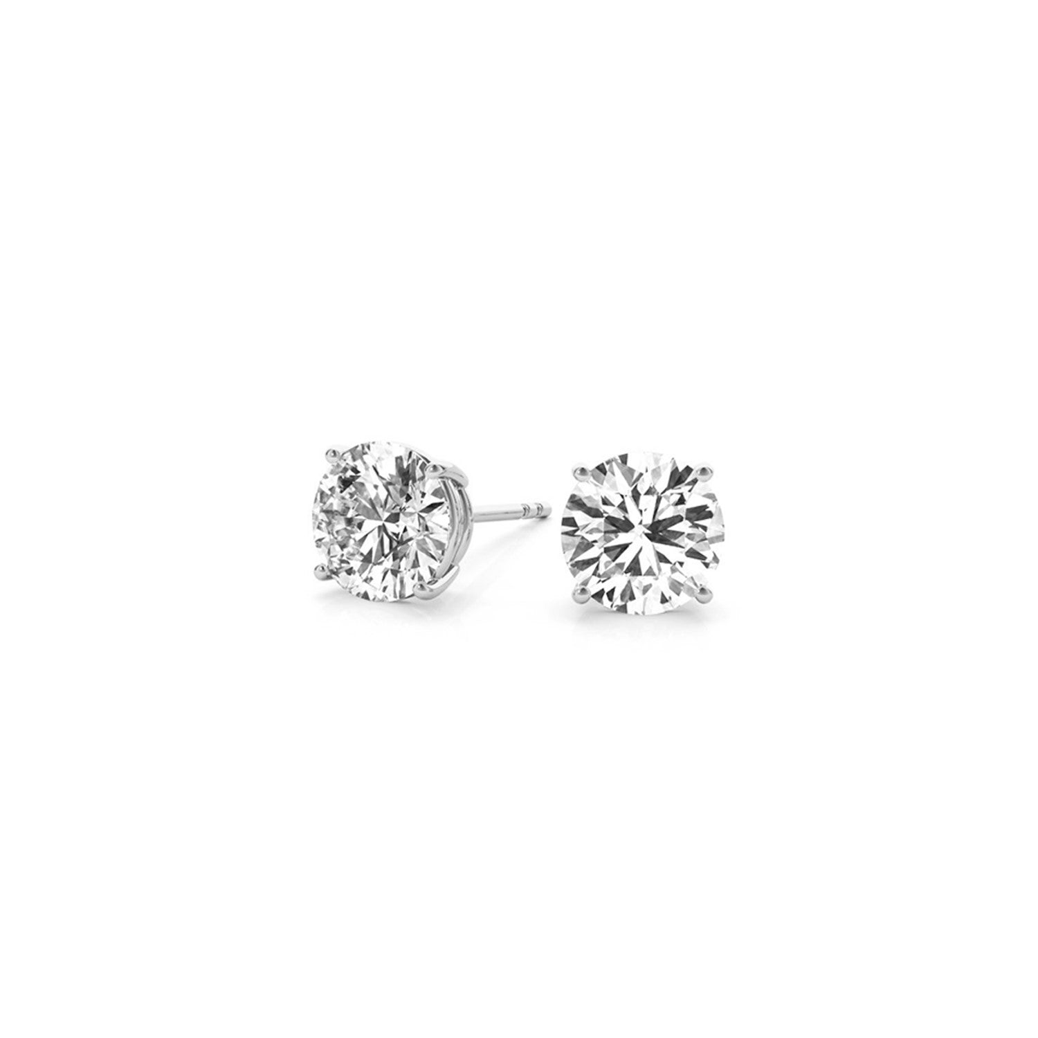 Certified IGI lab-grown round diamond stud earrings in 14k white gold with G/VS2 clarity, ideal for elegant jewelry.