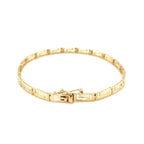 14k yellow gold Greek fret design bracelet with intricate pattern, showcasing a luxurious and elegant jewelry piece.