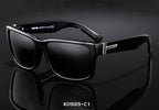 Men's polarized sport sunglasses with UV400 protection and square frame by FitiqueFit, shown in a close-up image.