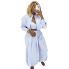 Coastal Chic Striped Strapless Top and Wide Leg Pant Set