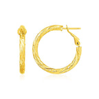 14k yellow gold petite twisted round hoop earrings, stylish jewelry accessory with a polished finish.