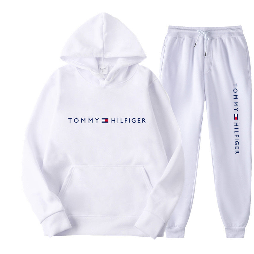 Spring and Autumn Leisure Sports Hoodie Printed Men's Set