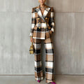 City Chic Checkered Long-Sleeve Slim Fit Set