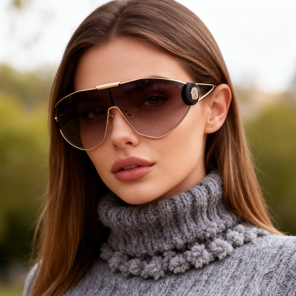 Women's full-frame sports aviator sunglasses by FitiqueFit with integrated UV protection lenses, stylish and functional eyewear.