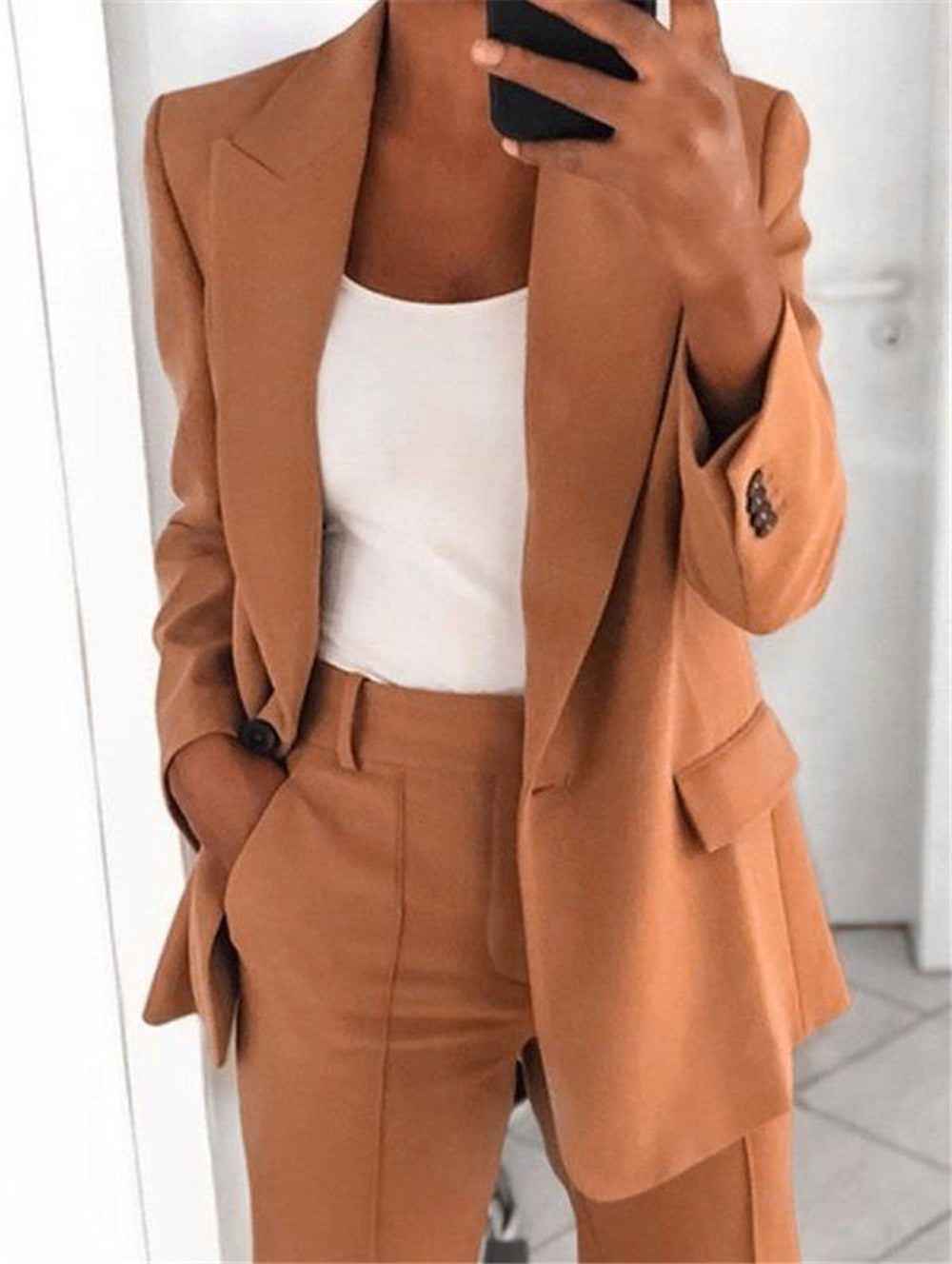 Sophisticated Notched Collar Slim Fit Blazer