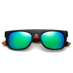 Black bamboo wooden arms sunglasses for men and women by FitiqueFit, featuring stylish eco-friendly eyewear with a sleek design.