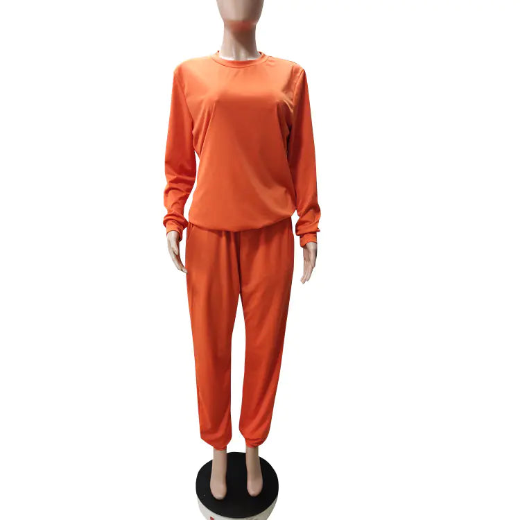 Plus size women's casual two-piece outfit featuring a comfortable top and matching pants from Trendy Attic Store01.