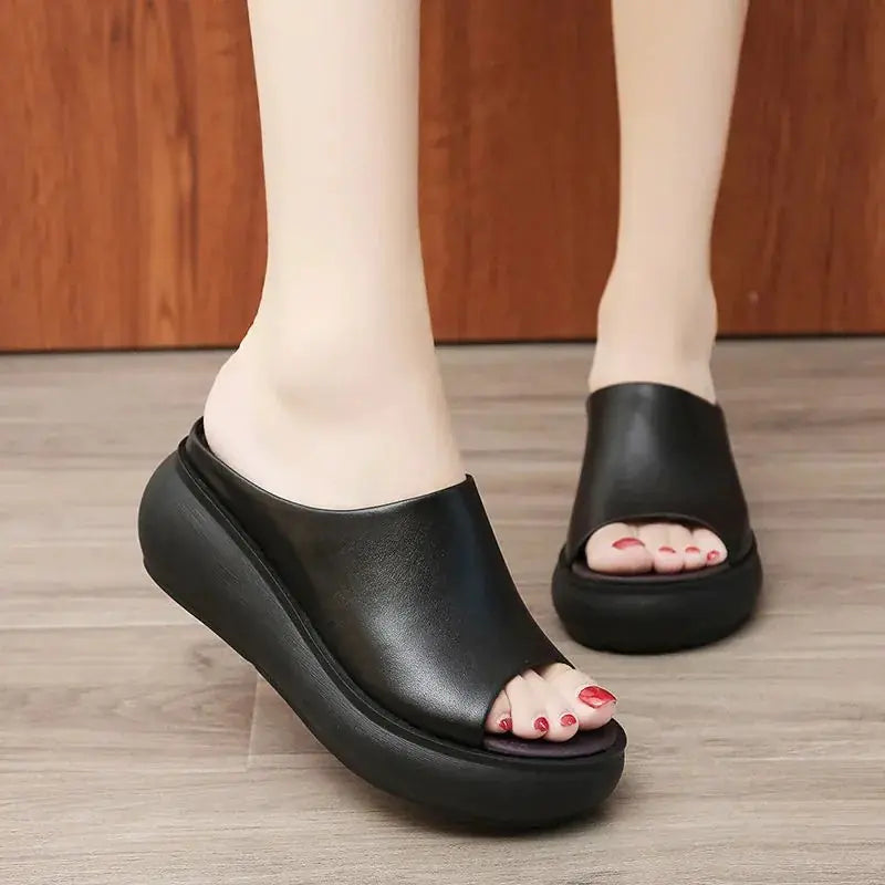 Women platform wedge heel sandals and slippers by Trendy Attic Store01, featuring stylish open-toe design and comfortable straps.