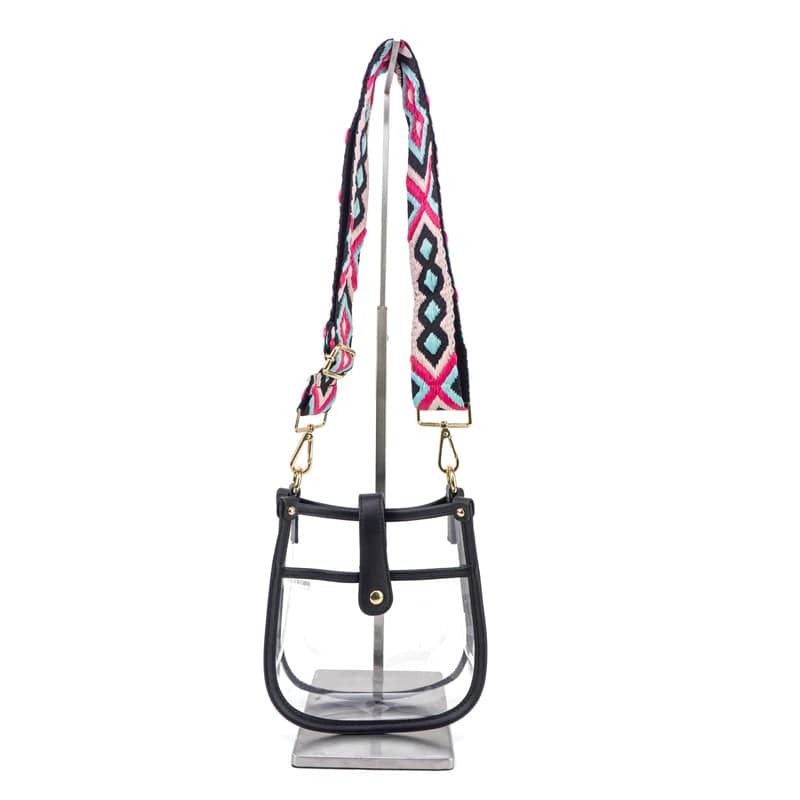 Compact clear courier bag from Threaded Pear with adjustable strap, transparent design, ideal for stylish, practical carrying.